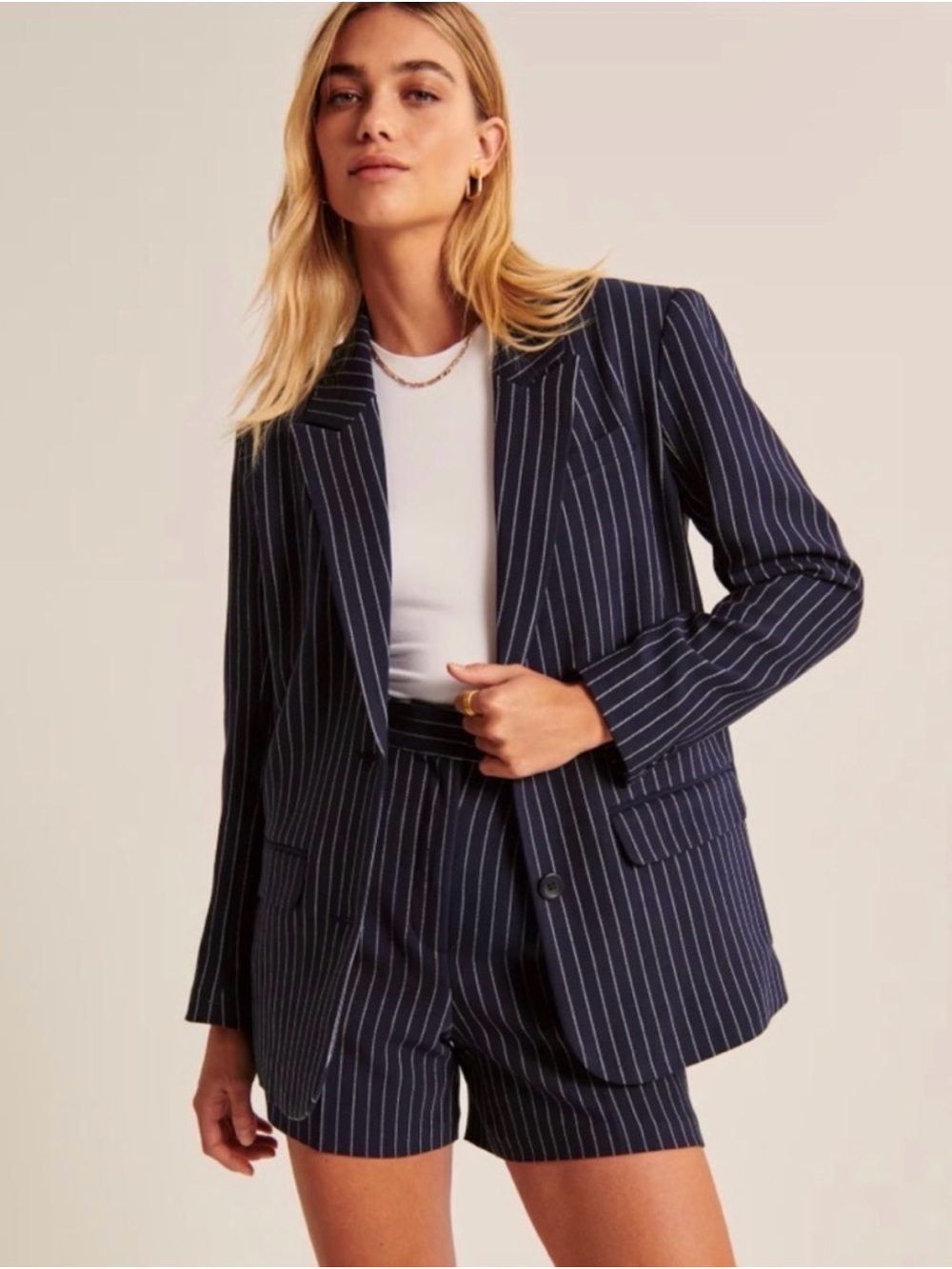 Abercrombie & Fitch Navy Pinstripe Blazer